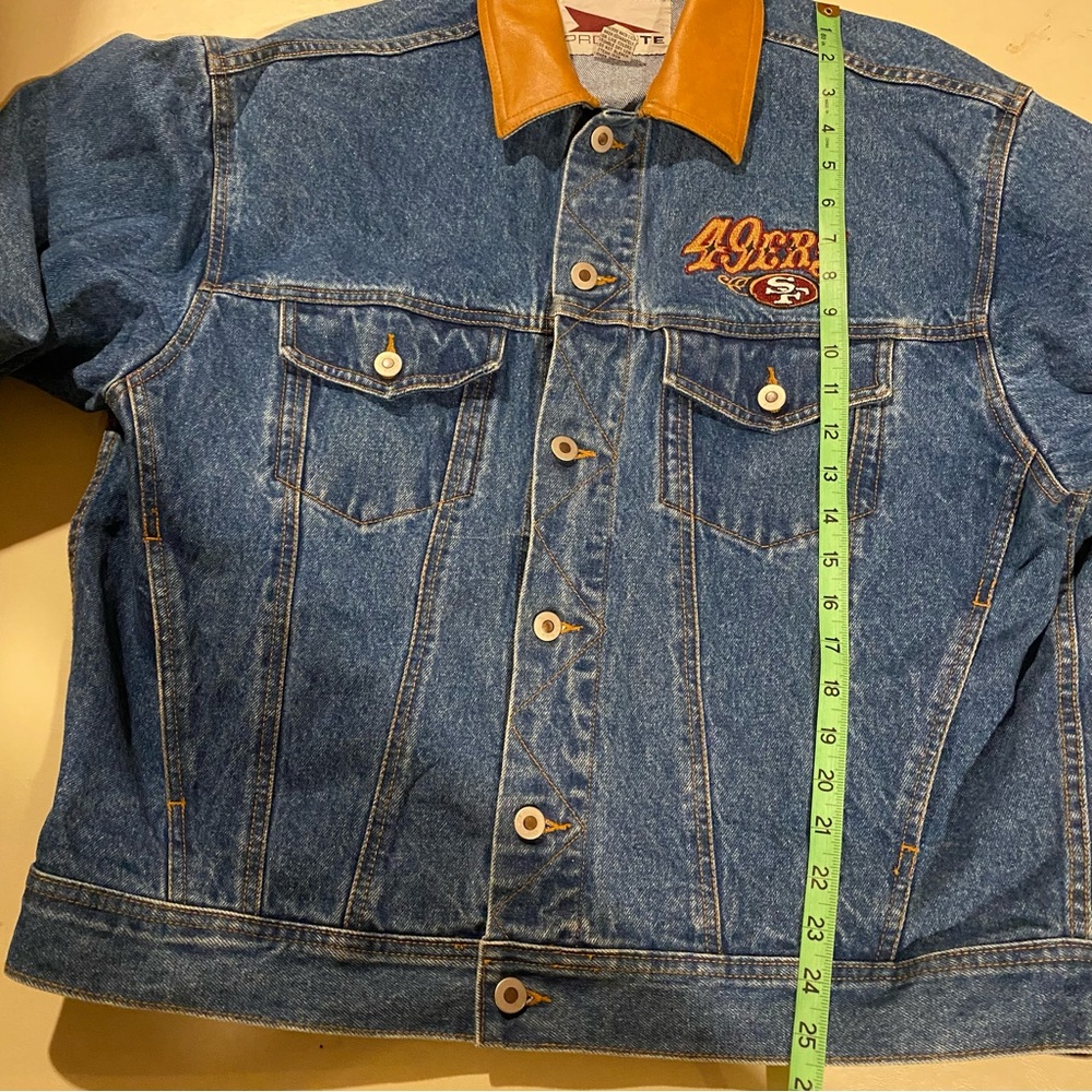 Vintage San Francisco 49ers Jacket Men’s Medium Blue Embroidered Faux Leather - Picture 4 of 7